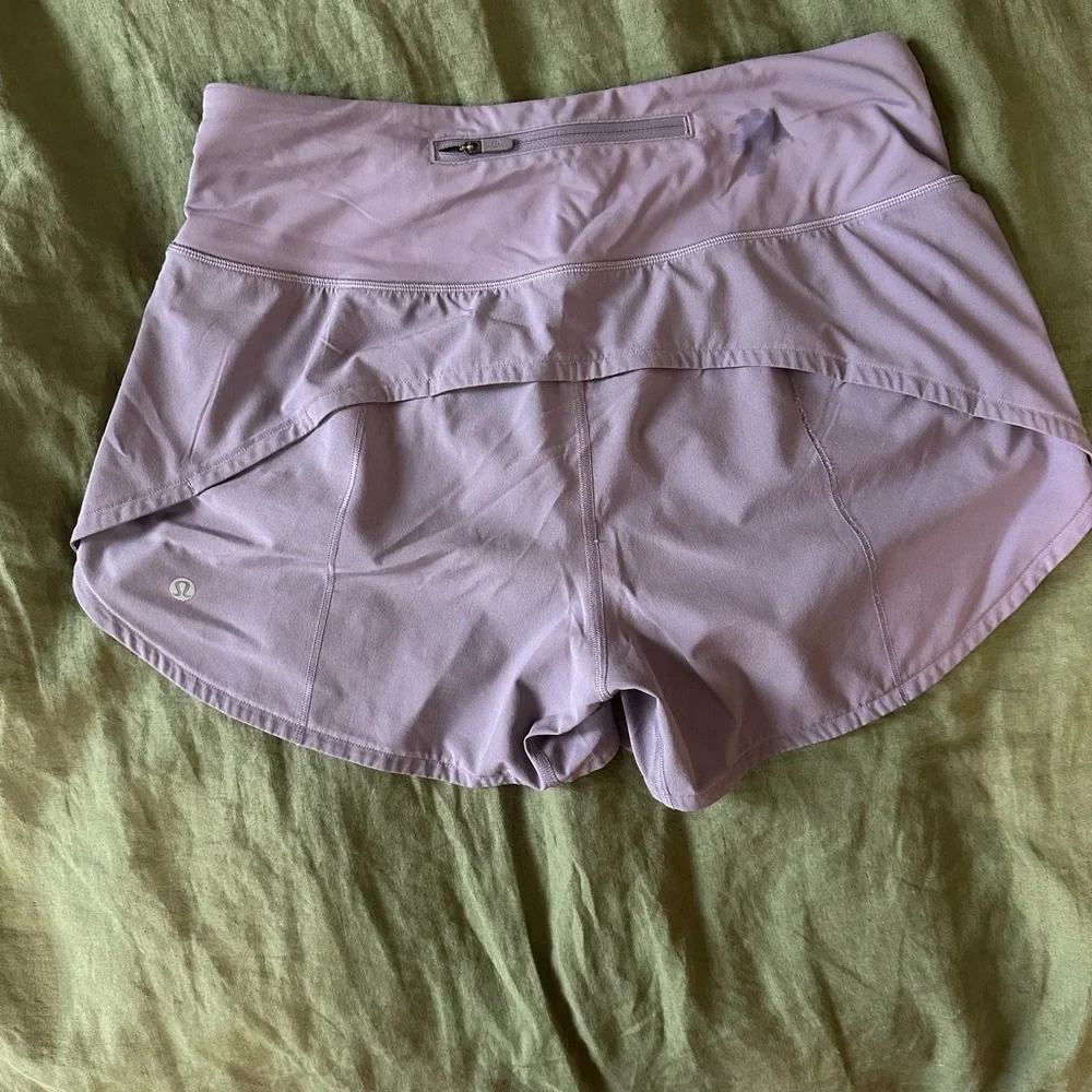 Lululemon Light Purple 4” Mid Rise Speed Up Shorts